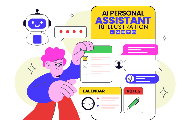 10 AI Personal Assistant App Illustration
