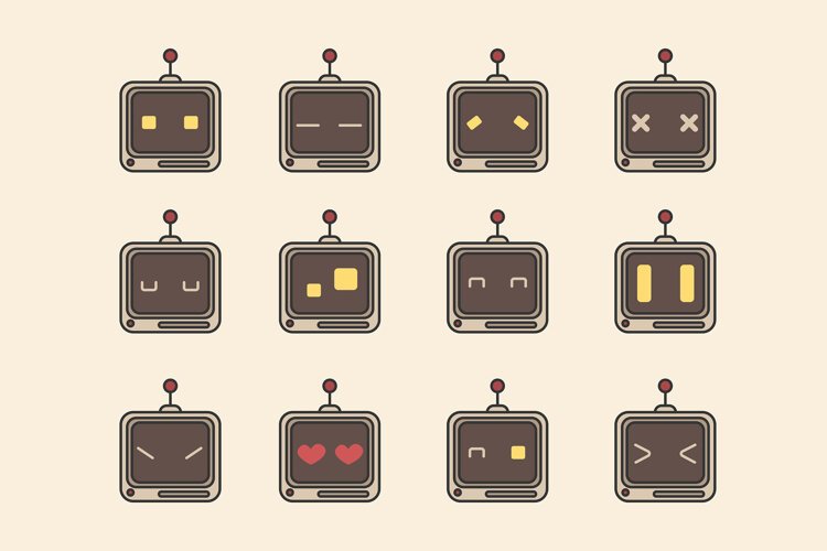 AI Avatar Robot Icons 12 Expressions example image 1