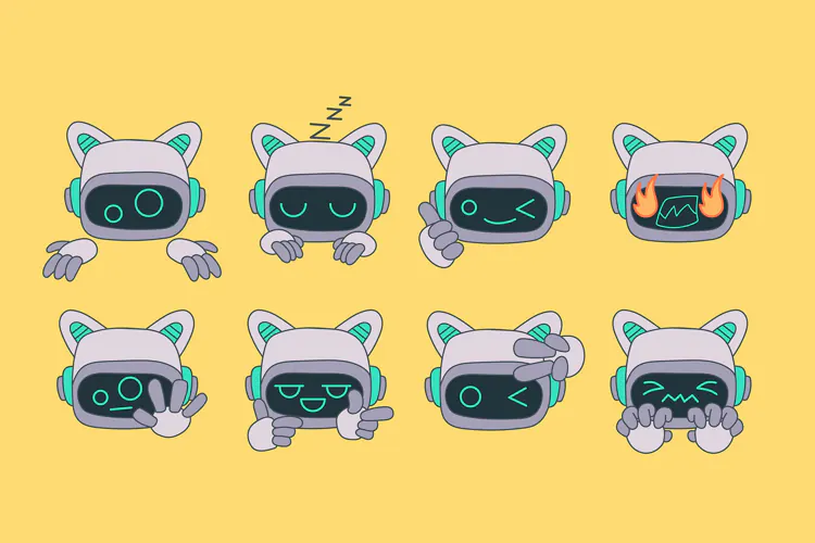 AI Avatar Robot Illustrations 8 Expressions