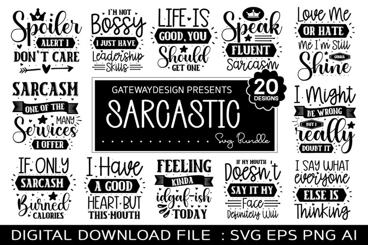 Funny Sarcastic Svg Bundle / 20 Designs example image 1