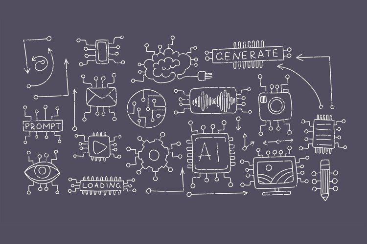 AI Interface Circuit Icons 28 Elements example image 1