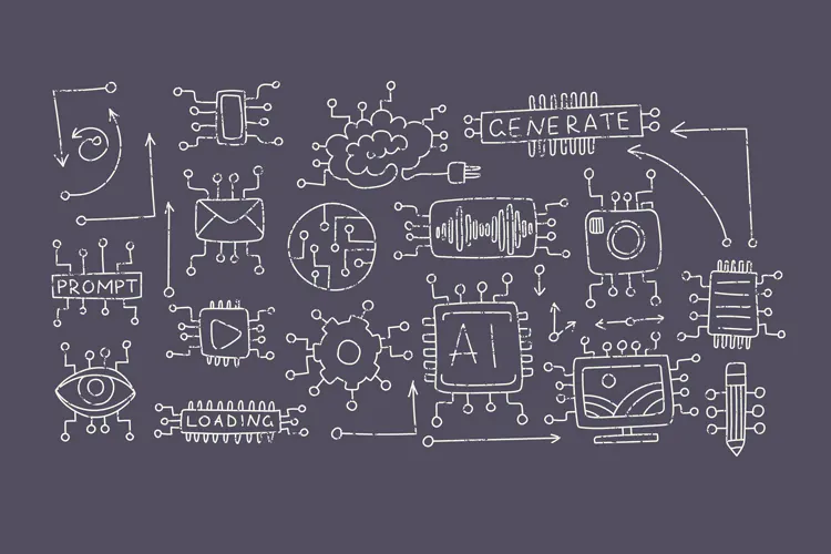 AI Interface Circuit Icons 28 Elements
