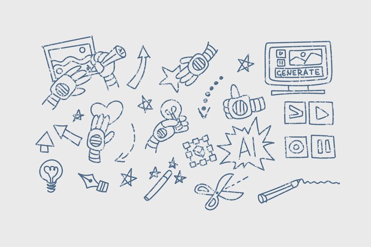 AI Interface Spark - 26 Hand Drawn Icons example image 1