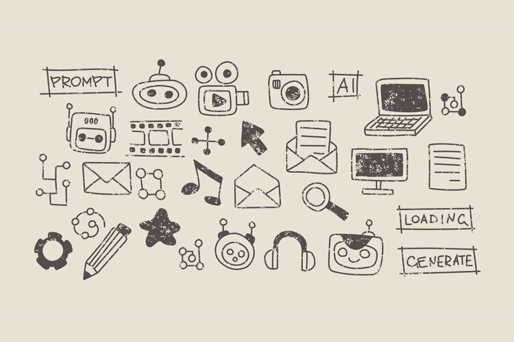 AI Interface Sketch Icons - 30 Doodle Elements example image 1