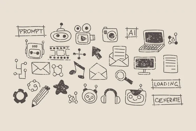 AI Interface Sketch Icons - 30 Doodle Elements