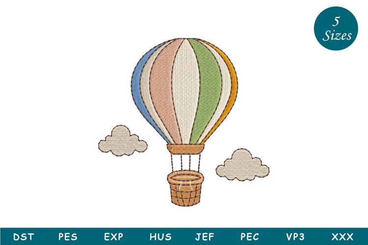 Air Balloon Embroidery Design