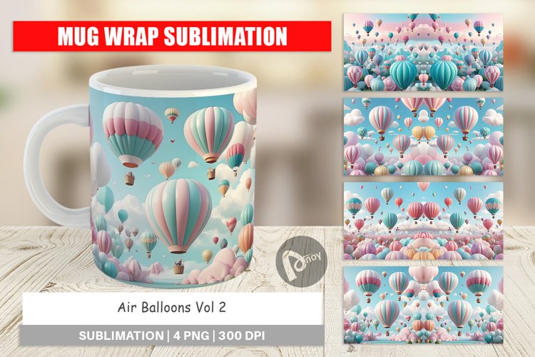 Mug Wrap Design Air Balloons