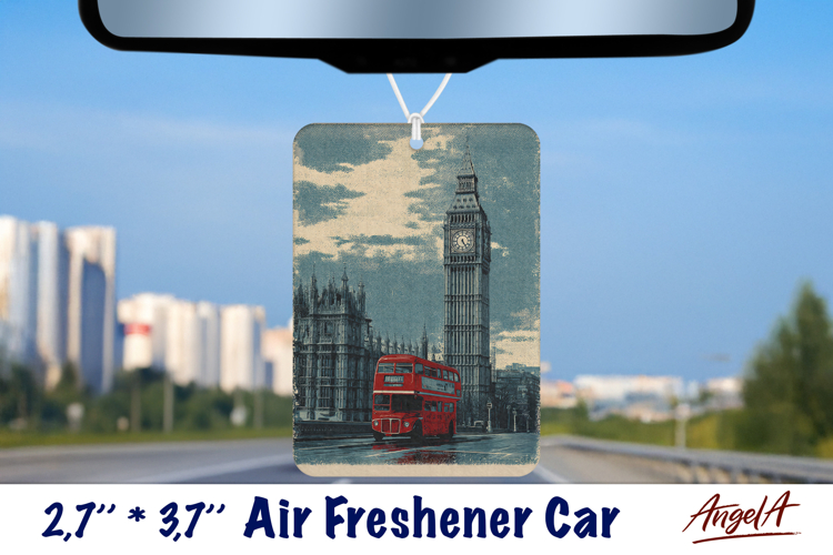 Car Air Freshener sublimation London Vintage city design example image 1