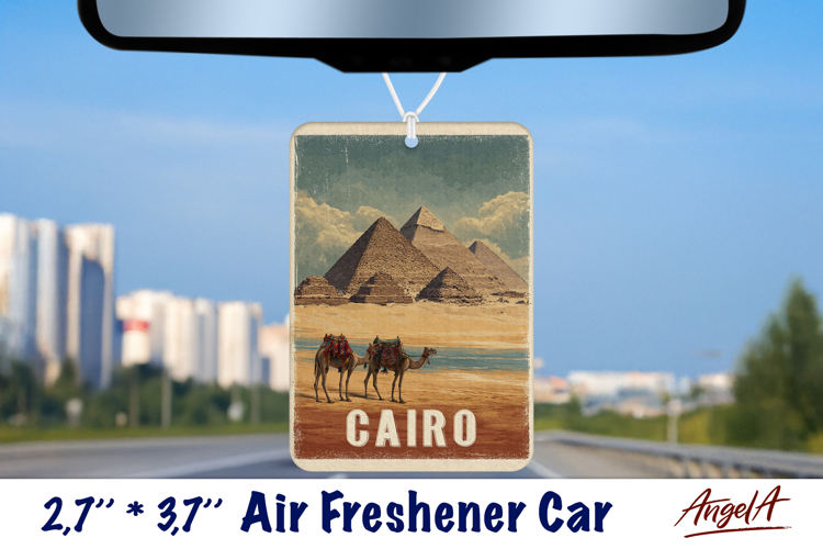 Car Air Freshener sublimation Cairo Egypt Vintage collage