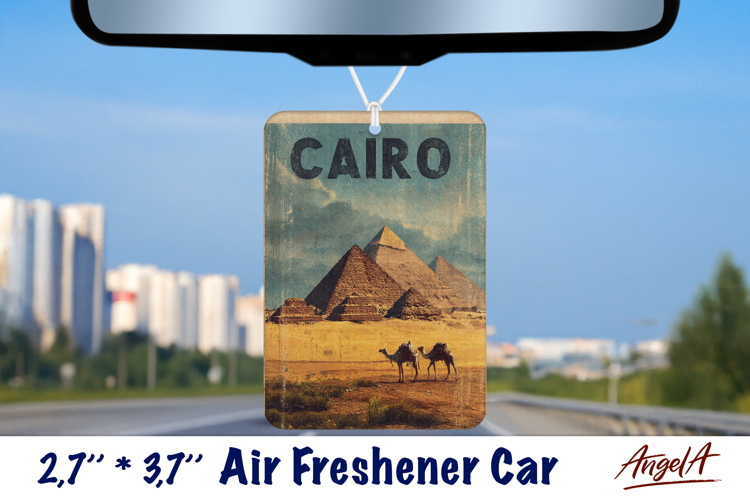 Car Air Freshener sublimation Cairo Egypt piramid Vintage