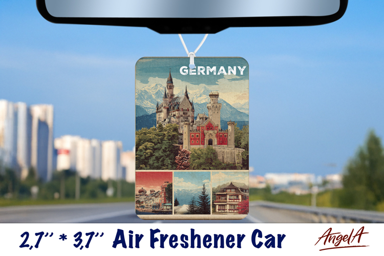 Car Air Freshener sublimation Vintage design Retro Germany
