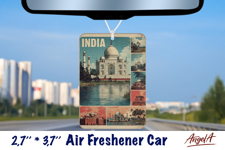 Car Air Freshener sublimation India Retro Collage Vintage example image 1