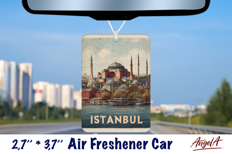 Car Air Freshener sublimation Vintage design Retro Istanbul