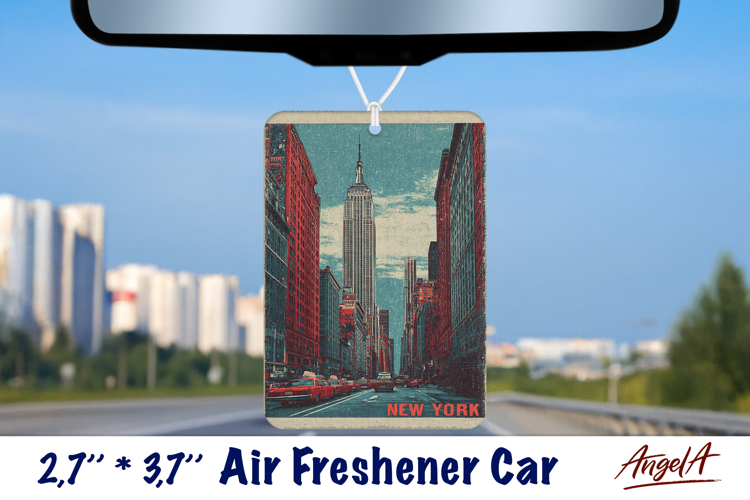 Car Air Freshener sublimation Vintage design New York City