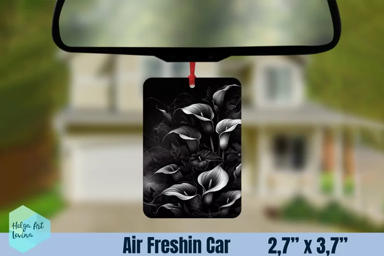 Air Freshener Car | Black flowers sublimation