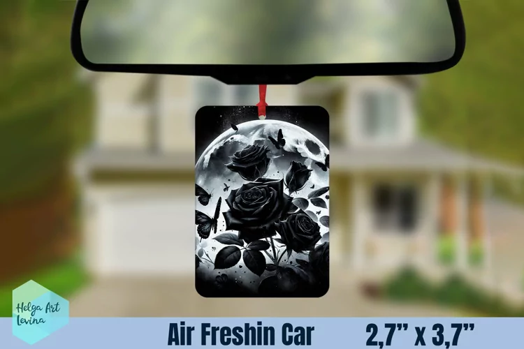 Air Freshener Car | Black flowers sublimation