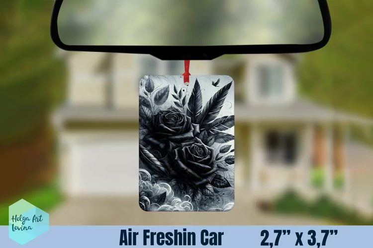 Air Freshener Car | Black flowers sublimation