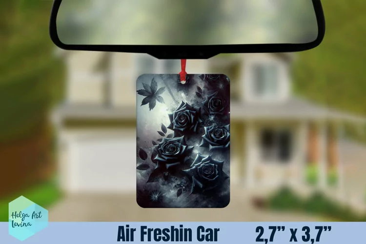 Air Freshener Car | Black flowers sublimation