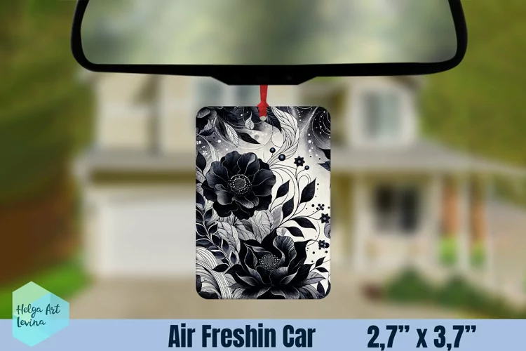 Air Freshener Car | Black flowers sublimation