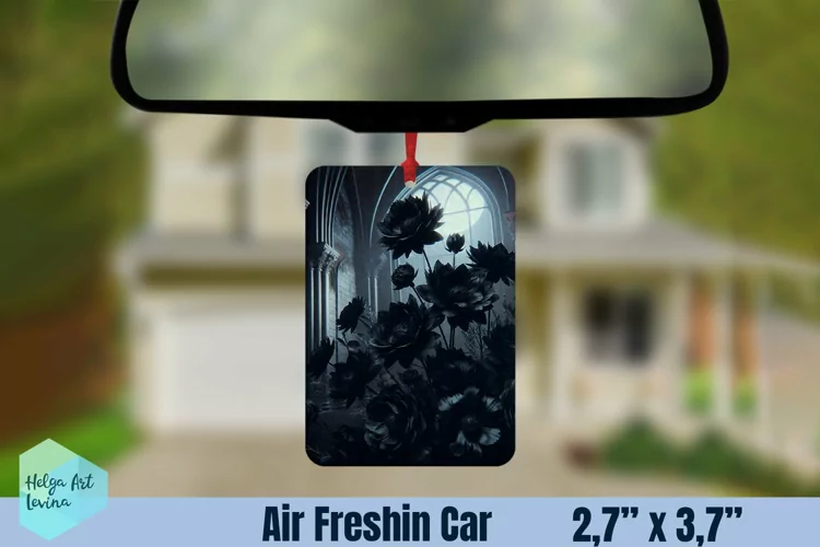 Air Freshener Car | Black flowers sublimation