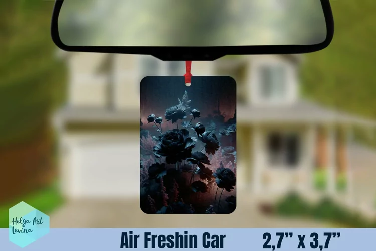 Air Freshener Car | Black flowers sublimation
