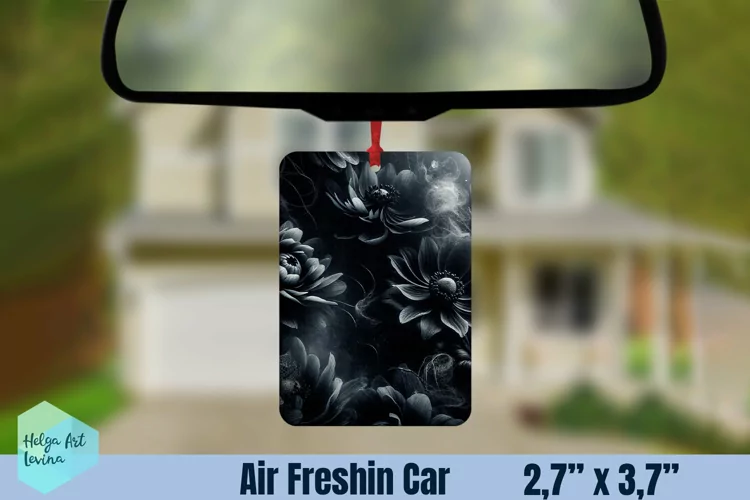 Air Freshener Car | Black flowers sublimation