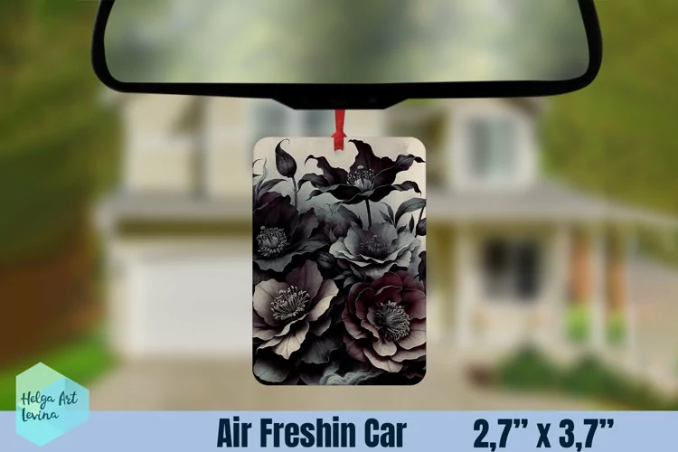 Air Freshener Car | Black flowers sublimation