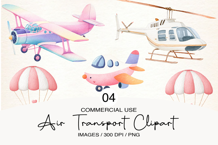 Air transport watercolor clipart