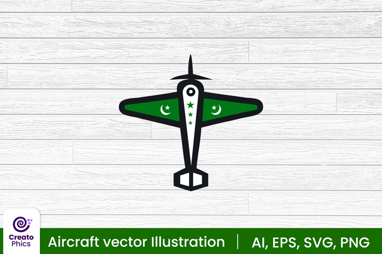 Aircraft vector illustration | Pakistan airplane clipart SVG