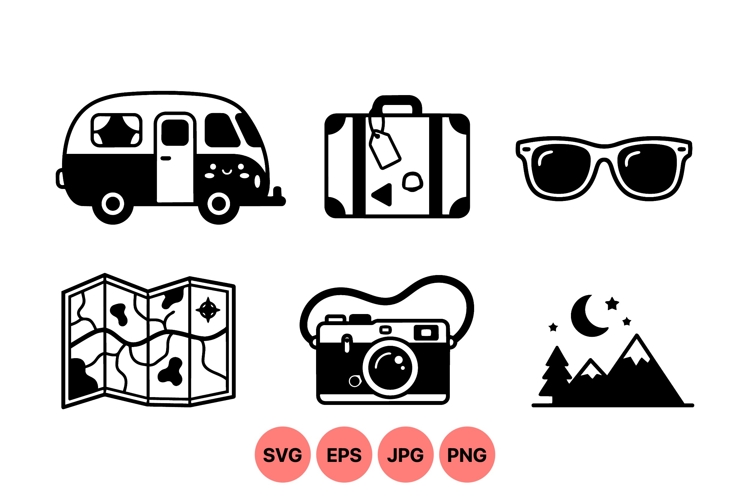 Vintage Travel Icon SVG Graphics For Vacation