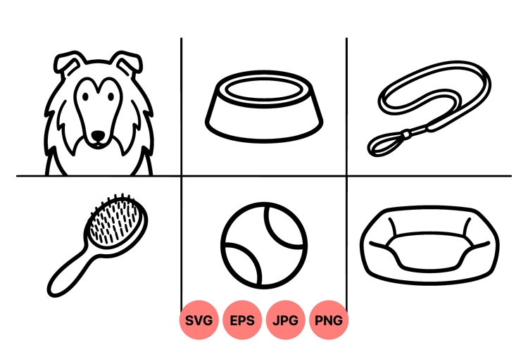 Hand Drawn Dog Care Essentials Clipart