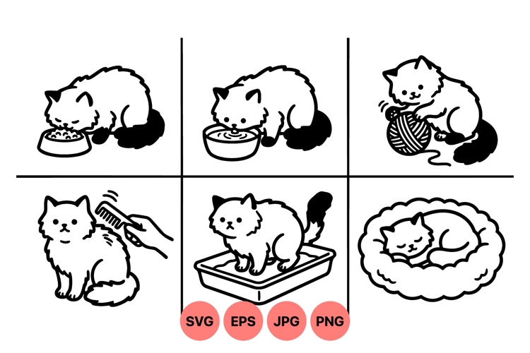 Sleeping Cat Drawing Image 6