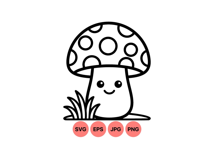 Cute Smiling Mushroom Cartoon Clipart Illustration