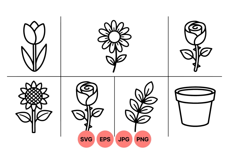 Flower Clipart Black And White Image 15