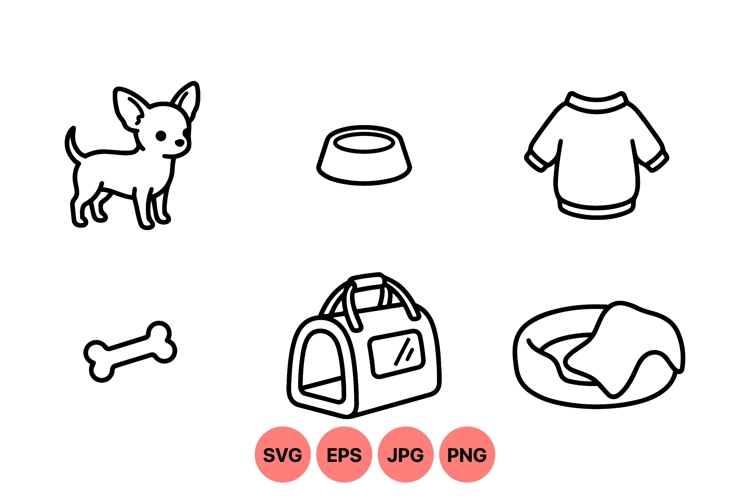 Chihuahua Dog Illustration With Accessories Designs