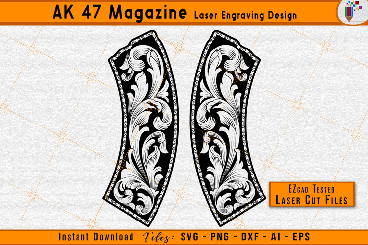 AK47 Magazine Scrollwork Firearms Gun Laser Engraving Design