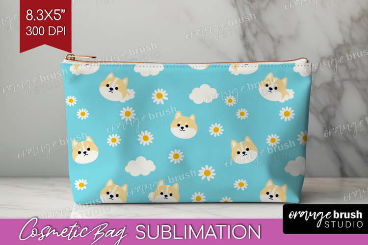 Akita Dog Cosmetic Bag Cute Chibi Puppy Makeup Bag PNG