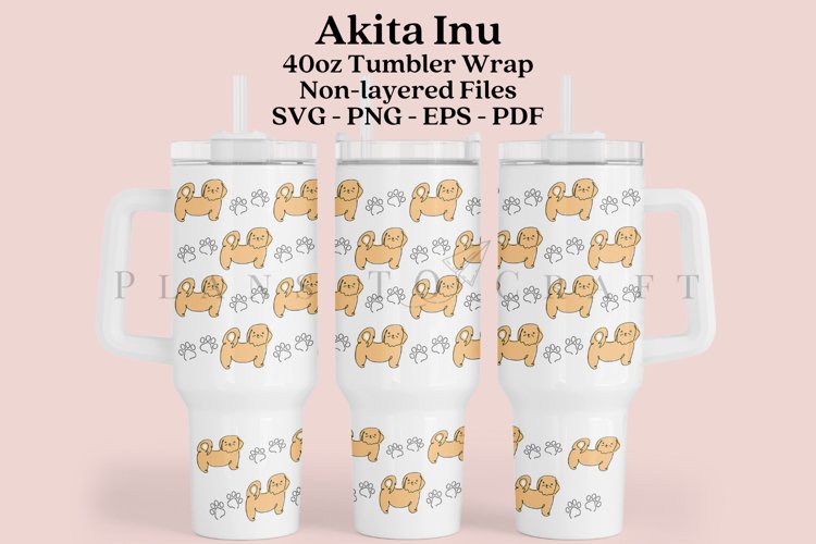 Akita Inu Dog 40oz quencher tumbler sublimation full wrap high resolution transparant background