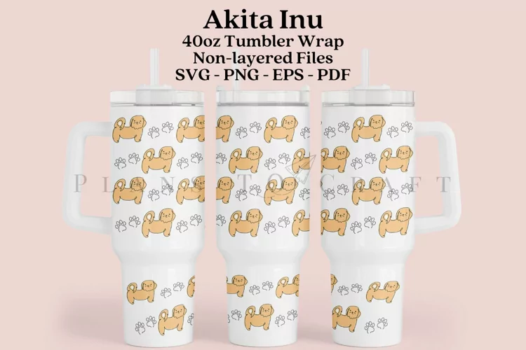 Akita Inu Dog 40oz Tumbler Sublimation Wrap SVG
