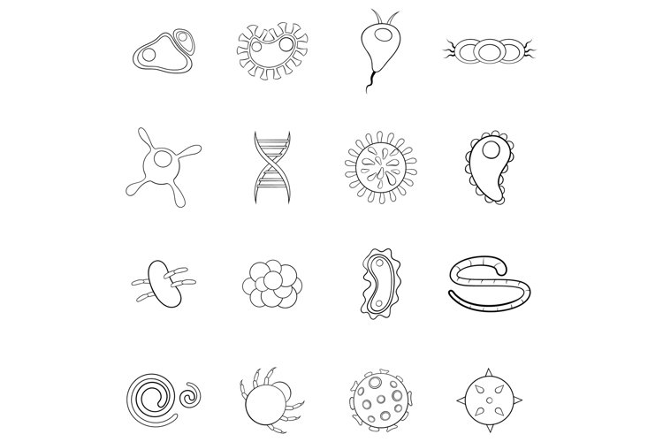 Virus icon set outline example image 1