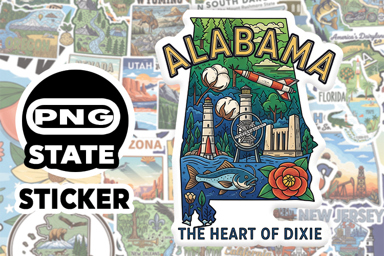 Alabama Sticker PNG SVG | State Outline Decal File |
