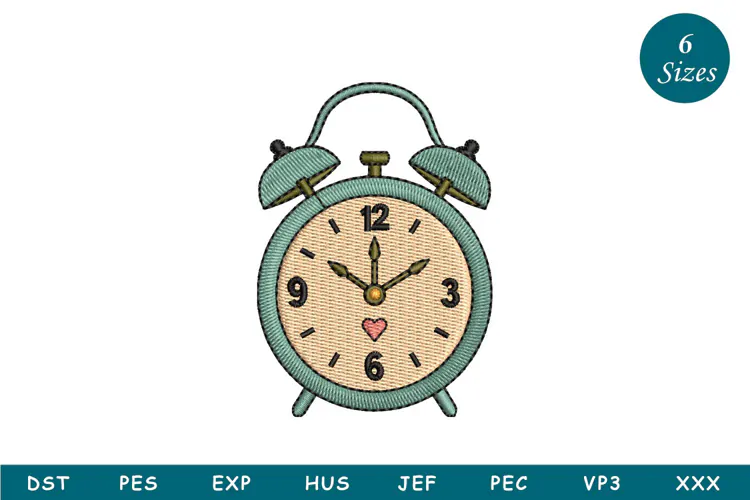 Alarm Clock Embroidery Design