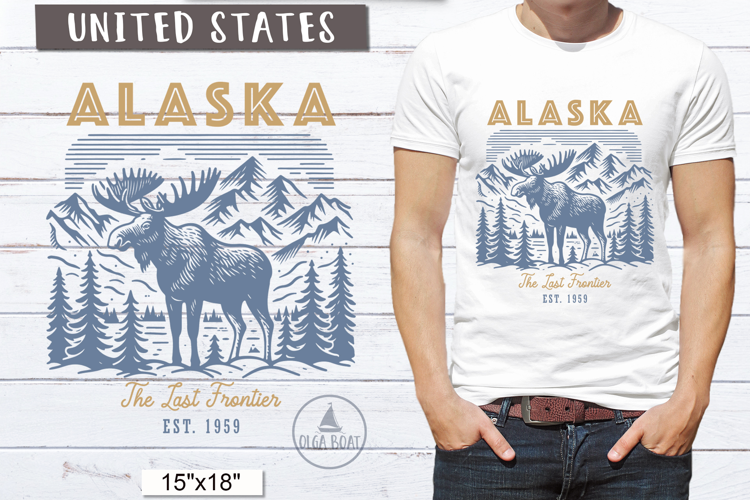 Alaska PNG | Vintage United States Sublimation Design