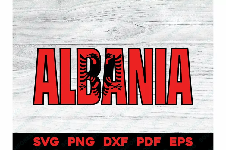 Albania Country Flag Name Design SVG PNG DXF EPS PDF