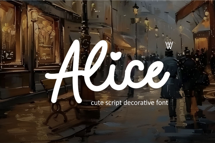 Alice Monoline Font Cute Script Decorative Typeface for Logo