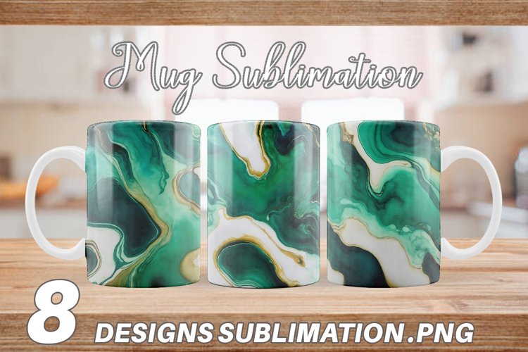 Turquoise Alcohol Ink Mug sublimation design