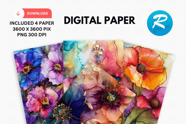 Alcohol Ink Digital Paper, Alcohol Ink Background