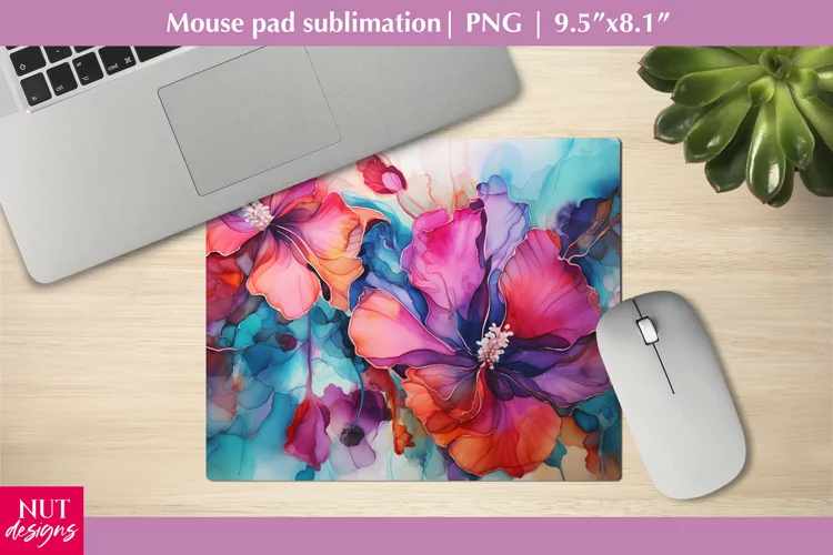 Alcohol ink mousepad design, floral mouse pad sublimation