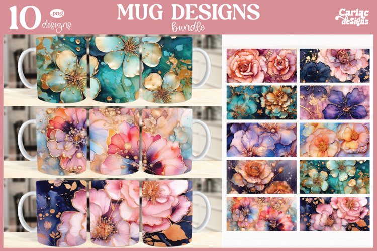 3d Mug Wrap Bundle | 3d Alcohol Ink Mug Sublimation PNG