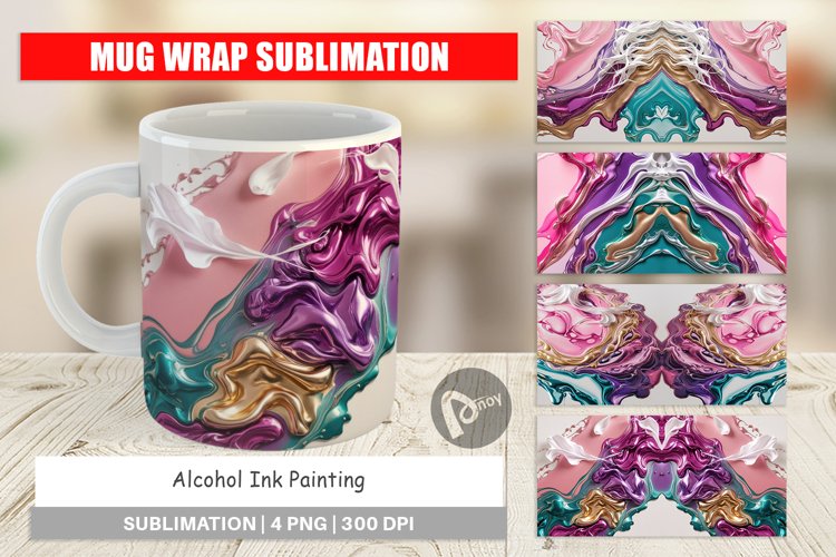 Mug Wrap Design Alcohol Ink Painting